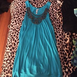 Blue jeweled tank or dress