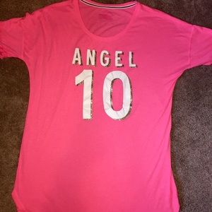 Victoria's Secret Hot Pink Glitter Sleep Tee Shirt