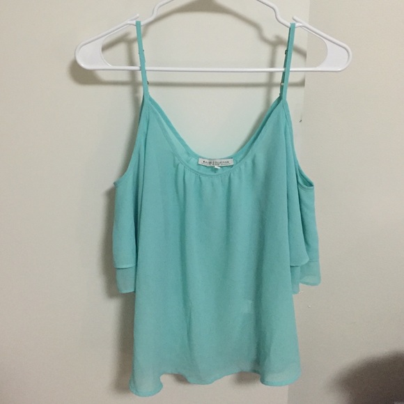 Mint off shoulder dressy top