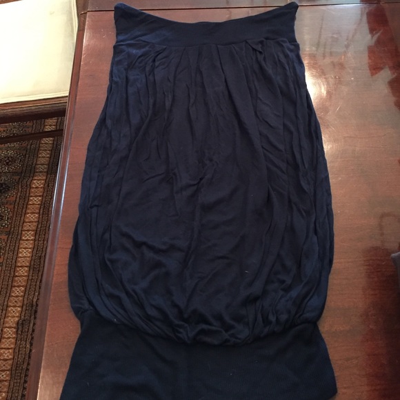 Navy Blue Strapless Tunic Top