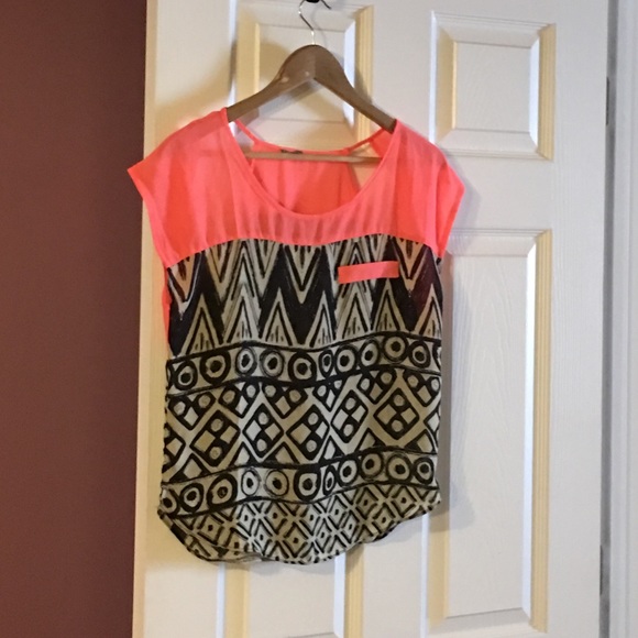 Pink and black Aztec top