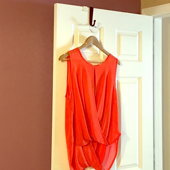 Orange open drape top