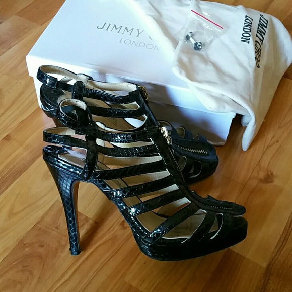 JIMMY CHOO STYLE STRAPPY BLACK SANDALS SIZE 9