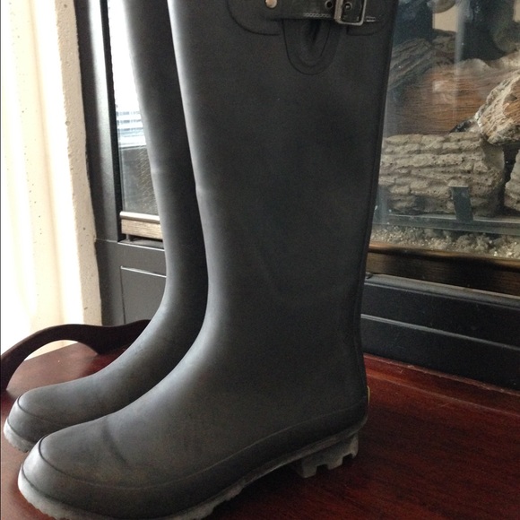 Black rain boots