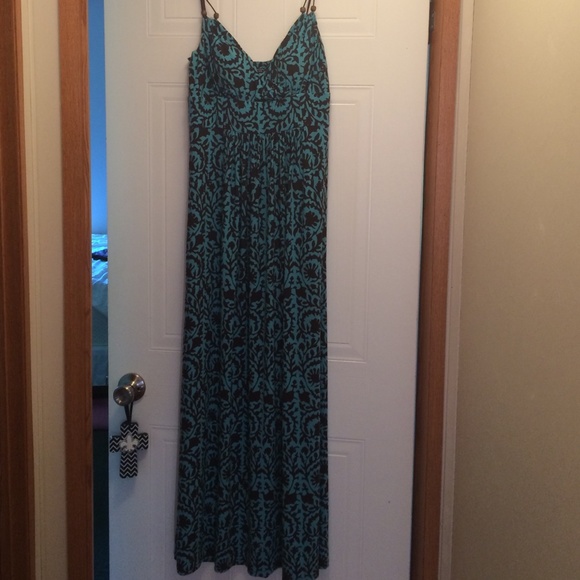 Teal and brown maxi dress