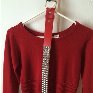 Red and silver studded belt
