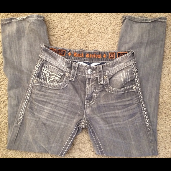 Grey Men's Rock Revival Jeans