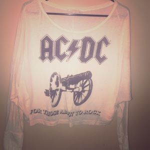 ACDC fashion long sleeve crop top