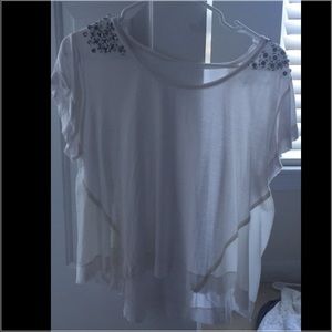 White shirt sleeves shirt with beads