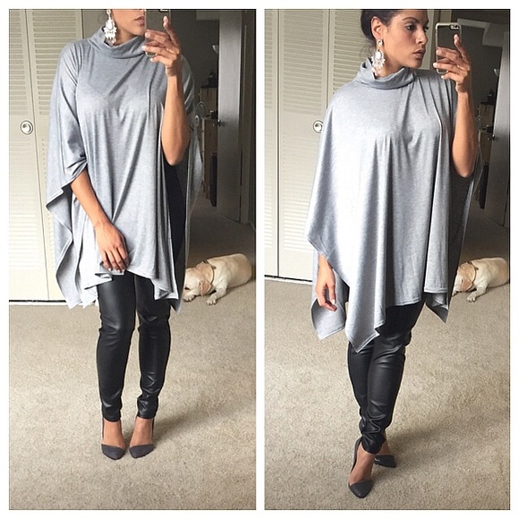 FINAL PRICE⚡️Heather gray turtle neck cape tunic - Picture 3 of 3