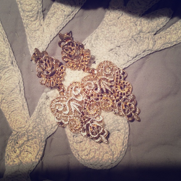 Anthropologie Jewelry - Gold Lace Earrings