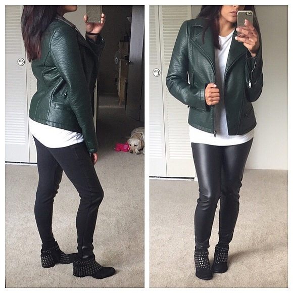 RESERVED❣Zara Hunter green moto jacket - Picture 2 of 4