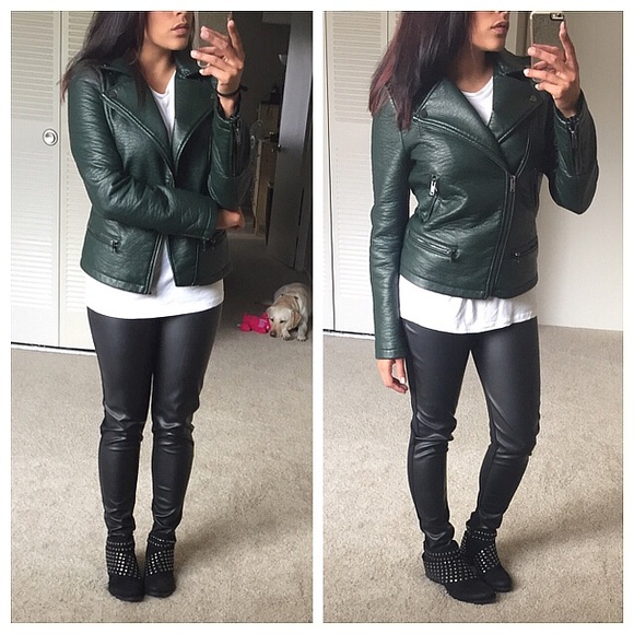 RESERVED❣Zara Hunter green moto jacket - Picture 3 of 4