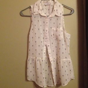 Sheer Pacsun Top with Crosses