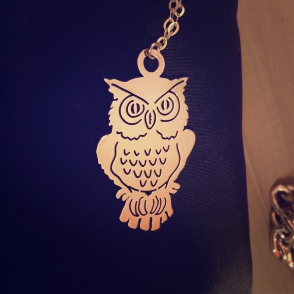 Sterling silver 925 flat owl necklace