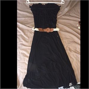 Black strapless high low dress