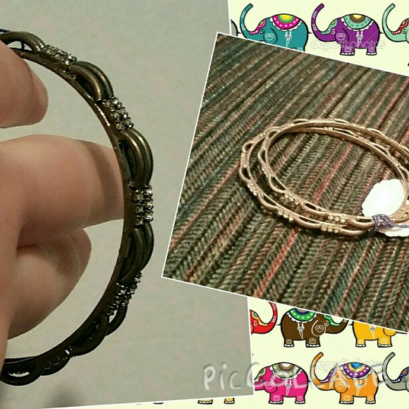 Pewter and Crystal Indian Bangles - Picture 2 of 2