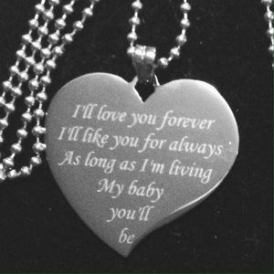 Engraved 37/33 mm Tear drop heart necklace