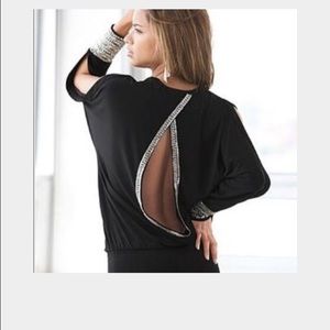 Open back embellished cocktail dress