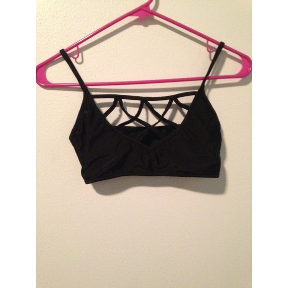 Black cage swimsuit top