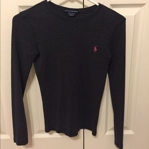 Gray Ralph Lauren Sport Long Sleeve Jersey Shirt