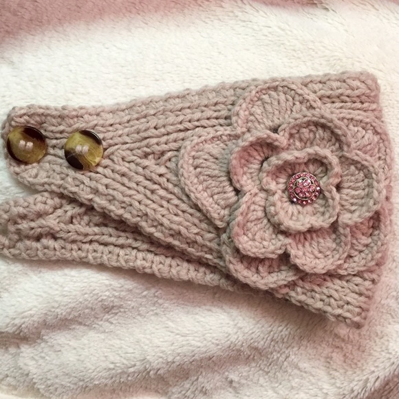 Knitted Head Warmer/Headband w/ Flower