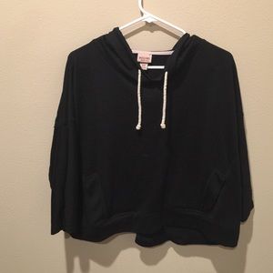 Crop top slouchy hooded sweatshirt