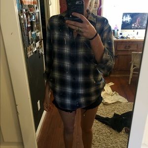 Blue and white flannel, size small