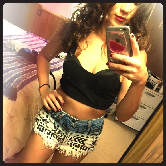 Washed high waisted shorts