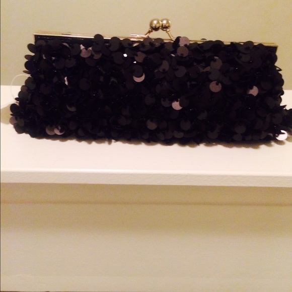 Black Sequined Clutch Purse - Picture 1 of 2