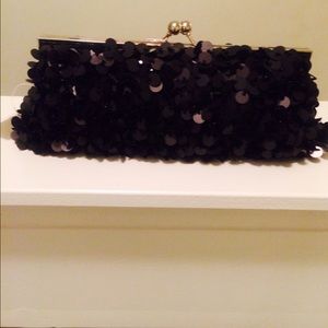 Black Sequined Clutch Purse