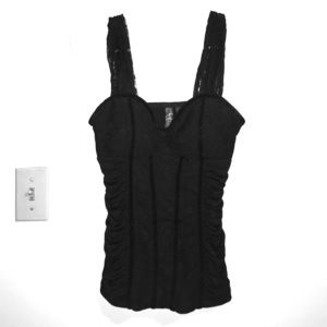 Black Lace and Ribbed Top