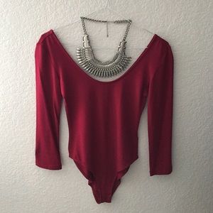Wine 3/4 sleeve bodysuit
