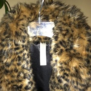 Cherokee leopard print fur vest