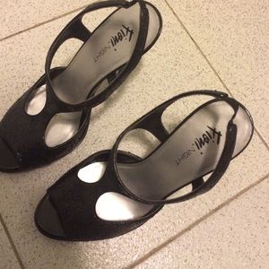 Fioni black sequin heels