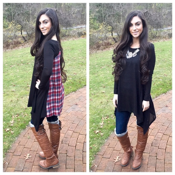 SALE! S-L Plaid Back Tunic