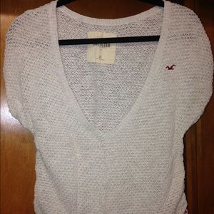 Hollister crocheted, deep V top