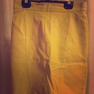 Vintage yellow leather pencil skirt
