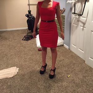 xoxo red dress with black belt