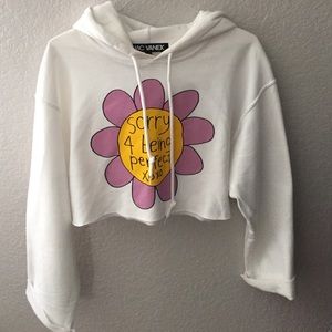 Graphic print cropped hoodie