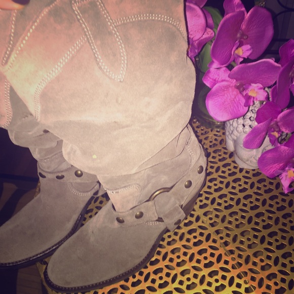 Grey Suede Cowboy Boots