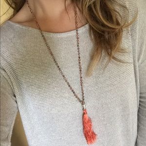 Orange tassel necklace
