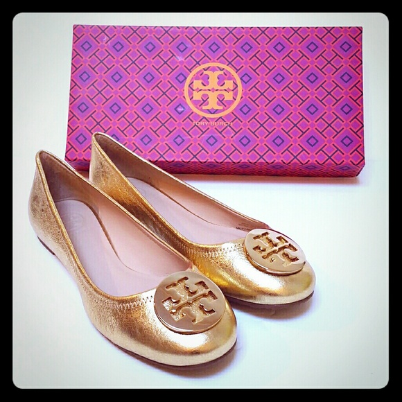 Tory Burch Shoes - Tory Burch Reva Ballet Flats Saharian Gold