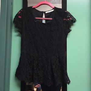 Black lace peplum top