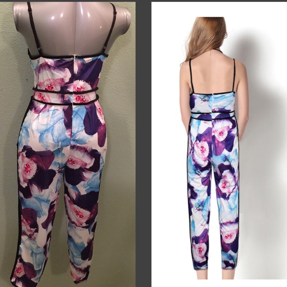 Printed Spaghetti Strap Jumpsuit Sz Large - Picture 2 of 3