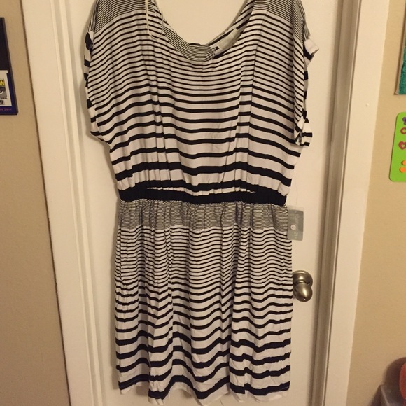 Black and white striped dress