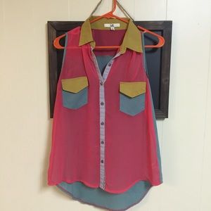 Multi colored sheer tank