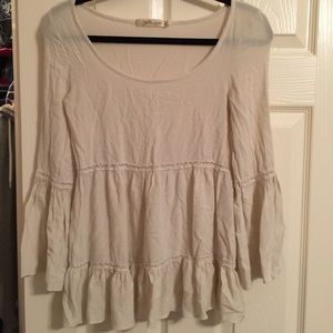 Boho top with wide neck and flare sleeves