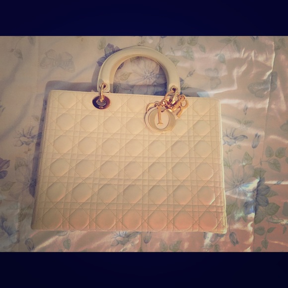 Christian Dior Lady Dior Lambskin Large Beige - Picture 1 of 4