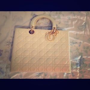 Christian Dior Lady Dior Lambskin Large Beige